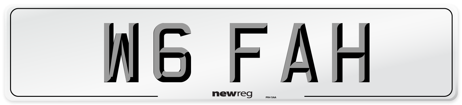 W6 FAH Number Plate from New Reg
